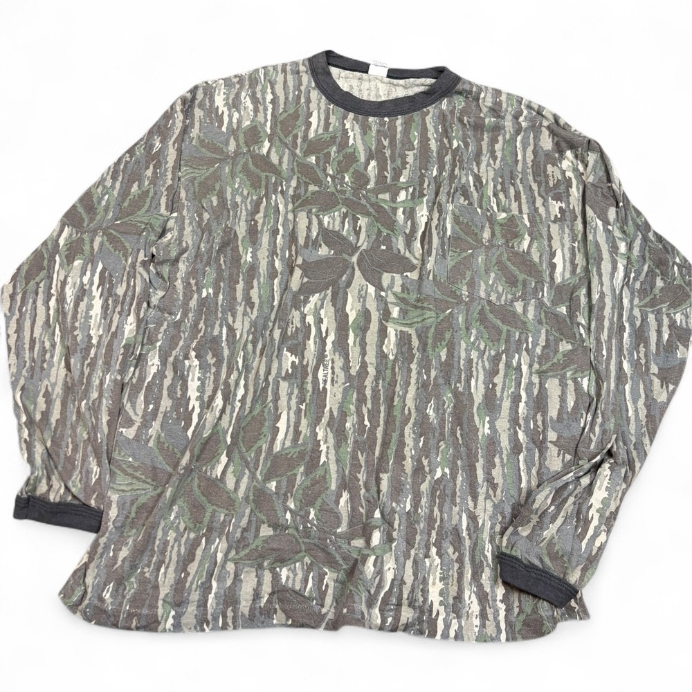 Vintage Realtree Camo Long Sleeve Pocket T-Shirt XL Made in USA‎ Hunting Bark
